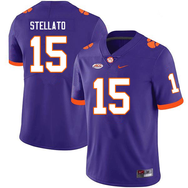 Men #15 Troy Stellato Clemson Tigers College Football Jerseys Sale-Purple - Click Image to Close